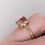 1.4ct Bi-Color Tourmaline Ring w Earth Mined Diamonds in Solid 14K Gold EM 9x5mm