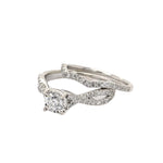 Beautiful Earth Mined Diamond Engagement Ring & Band in Solid 14K White Gold