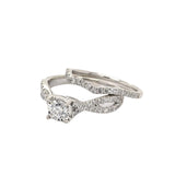 Beautiful Earth Mined Diamond Engagement Ring & Band in Solid 14K White Gold