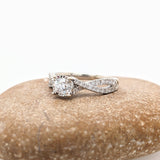 Beautiful Earth Mined Diamond Engagement Ring & Band in Solid 14K White Gold