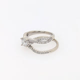 Beautiful Earth Mined Diamond Engagement Ring & Band in Solid 14K White Gold