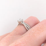 Beautiful Earth Mined Diamond Engagement Ring & Band in Solid 14K White Gold