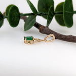 Emerald Pendant w Earth Mined Diamonds in Solid 14K Yellow Gold Oval 7x5mm
