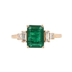 1.5ct Emerald Ring w Natural Diamonds in Solid 14K Yellow Gold EM 8x6mm