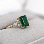1.5ct Emerald Ring w Natural Diamonds in Solid 14K Yellow Gold EM 8x6mm