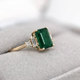 1.5ct Emerald Ring w Natural Diamonds in Solid 14K Yellow Gold EM 8x6mm