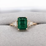 1.5ct Emerald Ring w Natural Diamonds in Solid 14K Yellow Gold EM 8x6mm