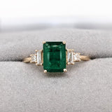 1.5ct Emerald Ring w Natural Diamonds in Solid 14K Yellow Gold EM 8x6mm