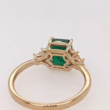 1.5ct Emerald Ring w Natural Diamonds in Solid 14K Yellow Gold EM 8x6mm