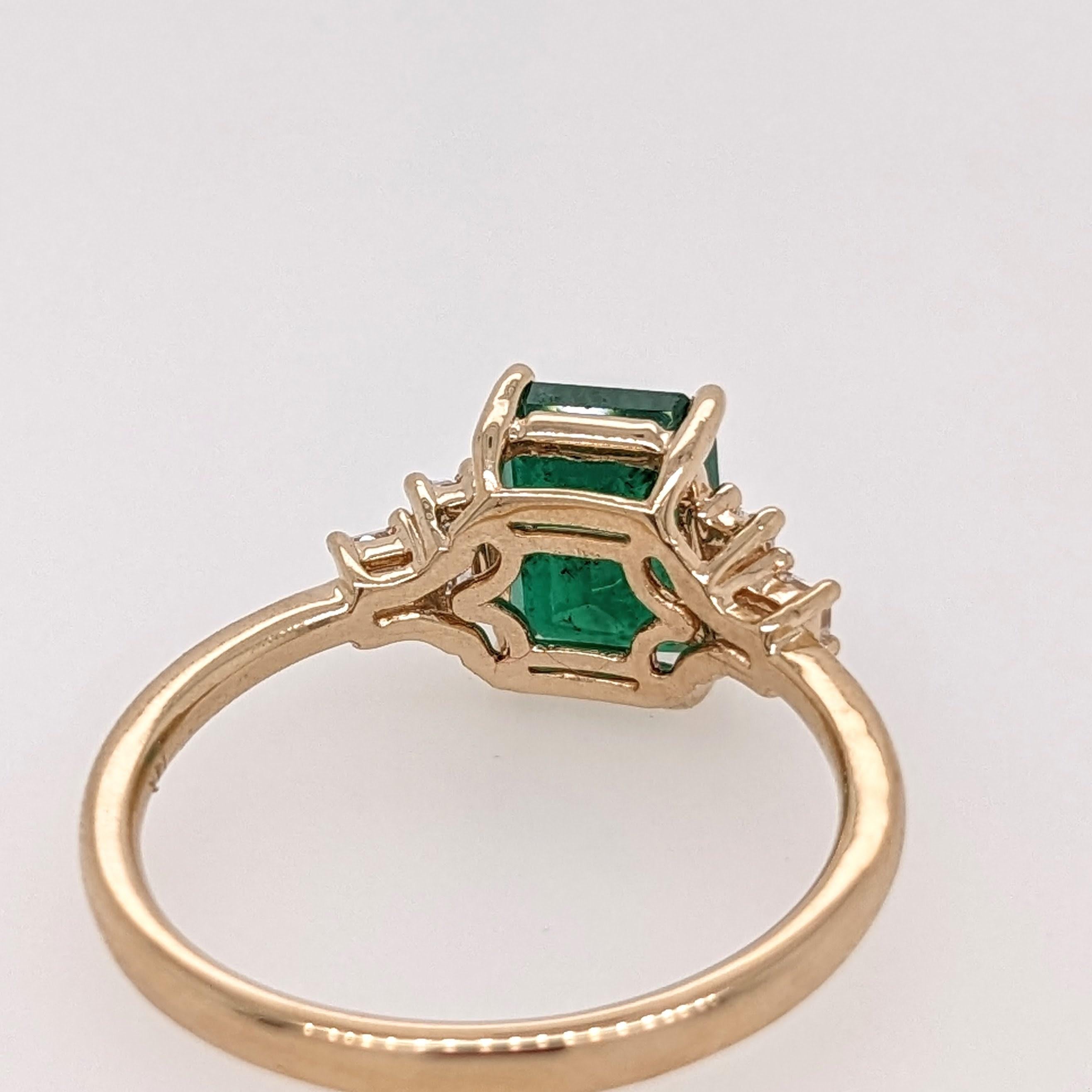 1.5ct Emerald Ring w Natural Diamonds in Solid 14K Yellow Gold EM 8x6mm