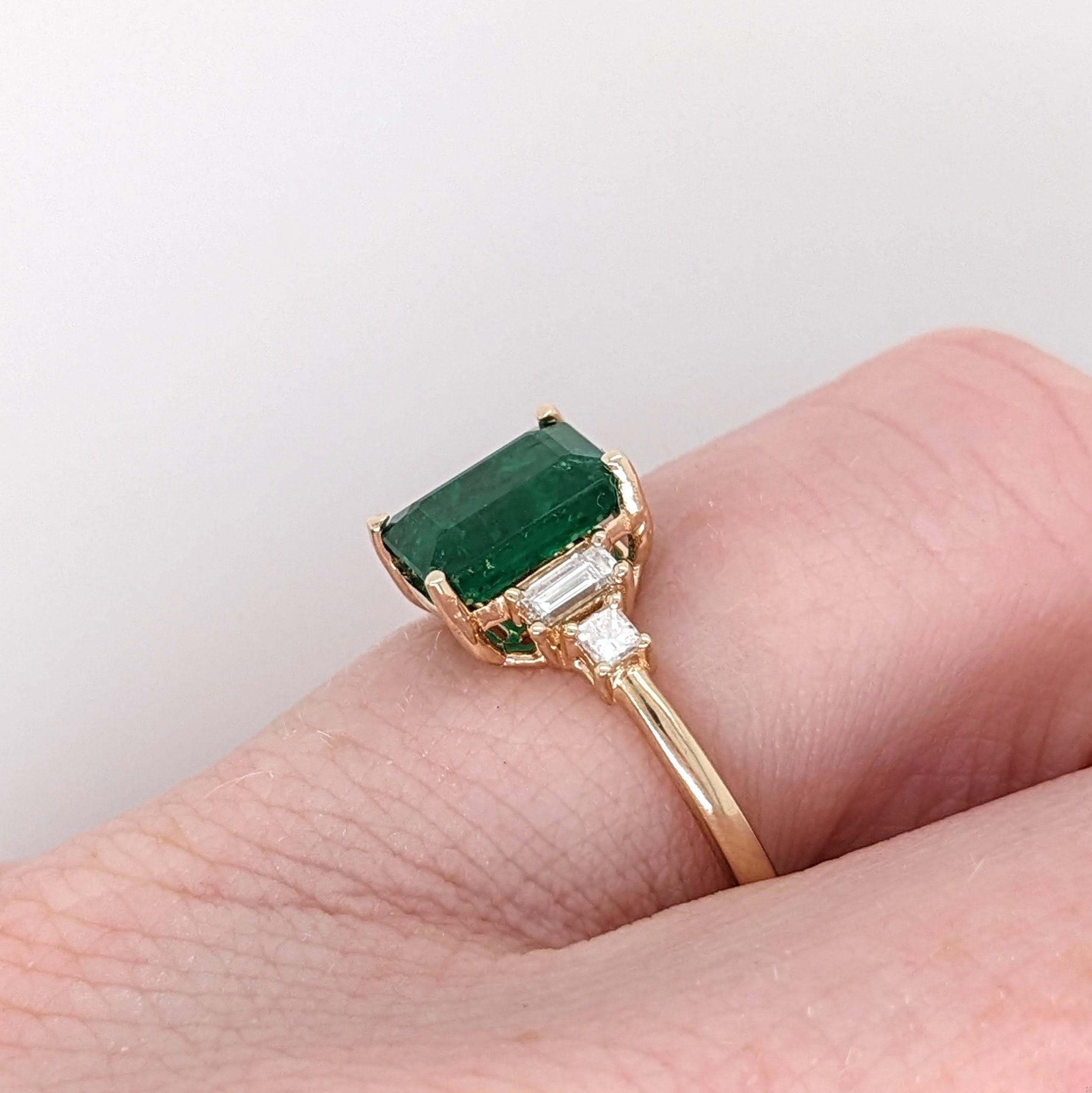 1.5ct Emerald Ring w Natural Diamonds in Solid 14K Yellow Gold EM 8x6mm