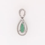 1ct Green Tourmaline Pendant w Earth Mined Diamonds in 14K White Gold | Infinity Diamond Halo | Pear 11x5mm