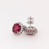 Beautiful Ruby Stud Earrings w Earth Mined Diamonds in Solid 14k Gold Round 10mm