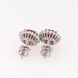 Beautiful Ruby Stud Earrings w Earth Mined Diamonds in Solid 14k Gold Round 10mm