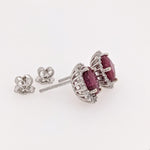 Beautiful Ruby Stud Earrings w Earth Mined Diamonds in Solid 14k Gold Round 10mm