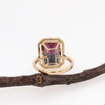 6.4ct Bicolor Tourmaline Ring w Earth Mined Diamonds in Solid 14k Gold EM 15x11