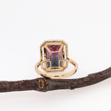 6.4ct Bicolor Tourmaline Ring w Earth Mined Diamonds in Solid 14k Gold EM 13x9mm