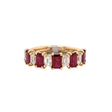Bright Red Ruby and Diamond Band