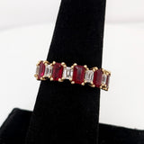 Bright Red Ruby and Diamond Band