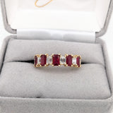 Bright Red Ruby and Diamond Band