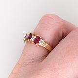 Bright Red Ruby and Diamond Band