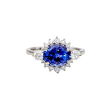 1.6ct Tanzanite Ring w Earth Mined Diamonds in Solid 14k White Gold | Oval 8x6mm | December Birthstone