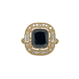 Black Diamond Ring w Earth Mined Diamonds & Milgrain Detail in Solid 14K Gold