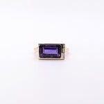 4.6ct East West Amethyst Ring w Earth Mined Diamonds in Solid 14k Gold | EM 12x7