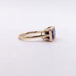 4.6ct East West Amethyst Ring w Earth Mined Diamonds in Solid 14k Gold | EM 12x7