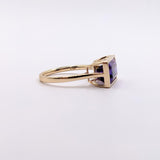 4.6ct East West Amethyst Ring w Earth Mined Diamonds in Solid 14k Gold | EM 12x7