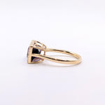 4.6ct East West Amethyst Ring w Earth Mined Diamonds in Solid 14k Gold | EM 12x7