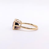 4.6ct East West Amethyst Ring w Earth Mined Diamonds in Solid 14k Gold | EM 12x7
