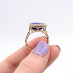 4.6ct East West Amethyst Ring w Earth Mined Diamonds in Solid 14k Gold | EM 12x7