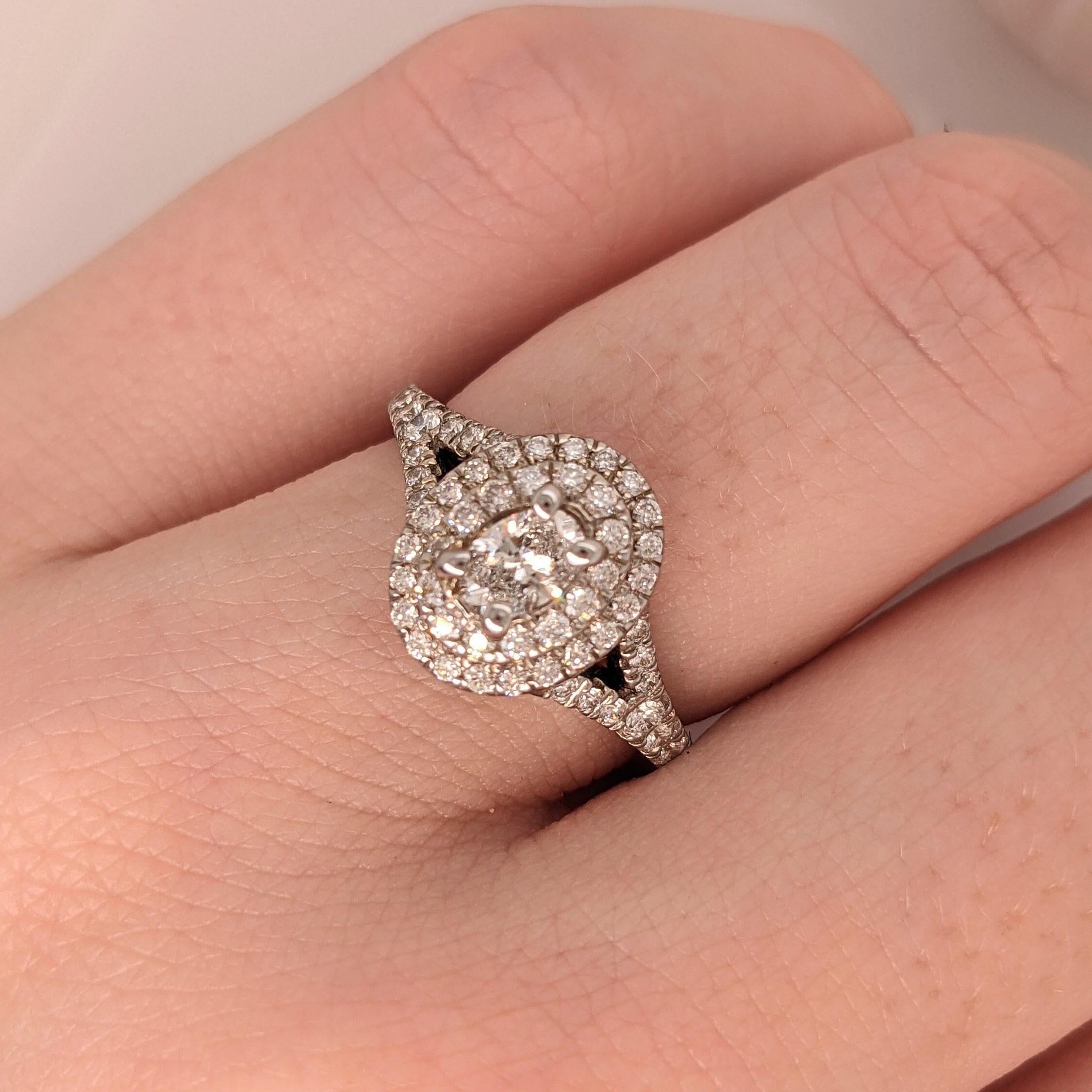 Beautiful Diamond Ring in 14K White Gold | Earth Mined Diamonds | Double Halo