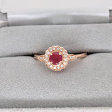 Round Ruby Ring with Diamond Halo