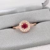 Round Ruby Ring with Diamond Halo