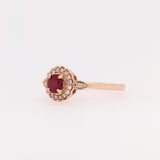 Round Ruby Ring with Diamond Halo