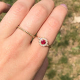Round Ruby Ring with Diamond Halo