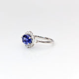 1.6ct Tanzanite Ring w Earth Mined Diamonds in Solid 14k White Gold | Oval 8x6mm | December Birthstone