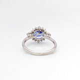 1.6ct Tanzanite Ring w Earth Mined Diamonds in Solid 14k White Gold | Oval 8x6mm | December Birthstone