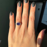 1.6ct Tanzanite Ring w Earth Mined Diamonds in Solid 14k White Gold | Oval 8x6mm | December Birthstone