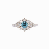 Classic Blue Diamond Ring W Earth Mined Diamonds in Solid 14k White Gold | Round 4mm