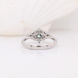 Classic Blue Diamond Ring W Earth Mined Diamonds in Solid 14k White Gold | Round 4mm