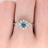 Classic Blue Diamond Ring W Earth Mined Diamonds in Solid 14k White Gold | Round 4mm