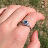 Classic Blue Diamond Ring W Earth Mined Diamonds in Solid 14k White Gold | Round 4mm