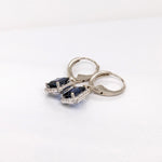 Blue Sapphire Dangle Earrings w Earth Mined Diamonds in Solid 14K Gold EM 7x5mm
