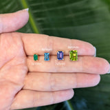 Beautiful Zambian Emerald Solitaire Stud Earrings in Solid 14K Gold | Emerald Cut 5x3mm 6x4mm 7x5mm 8x6mm