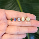 Tanzanite Solitaire Stud Earrings in Solid 14K Gold | Oval 6x4mm 7x5mm