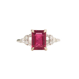 Cherry Red Ruby Ring with Earth Mined Diamond Accents in 14K Solid Gold