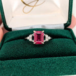 Cherry Red Ruby Ring w Earth Mined Diamonds in Solid 14K Gold EM 8x6mm